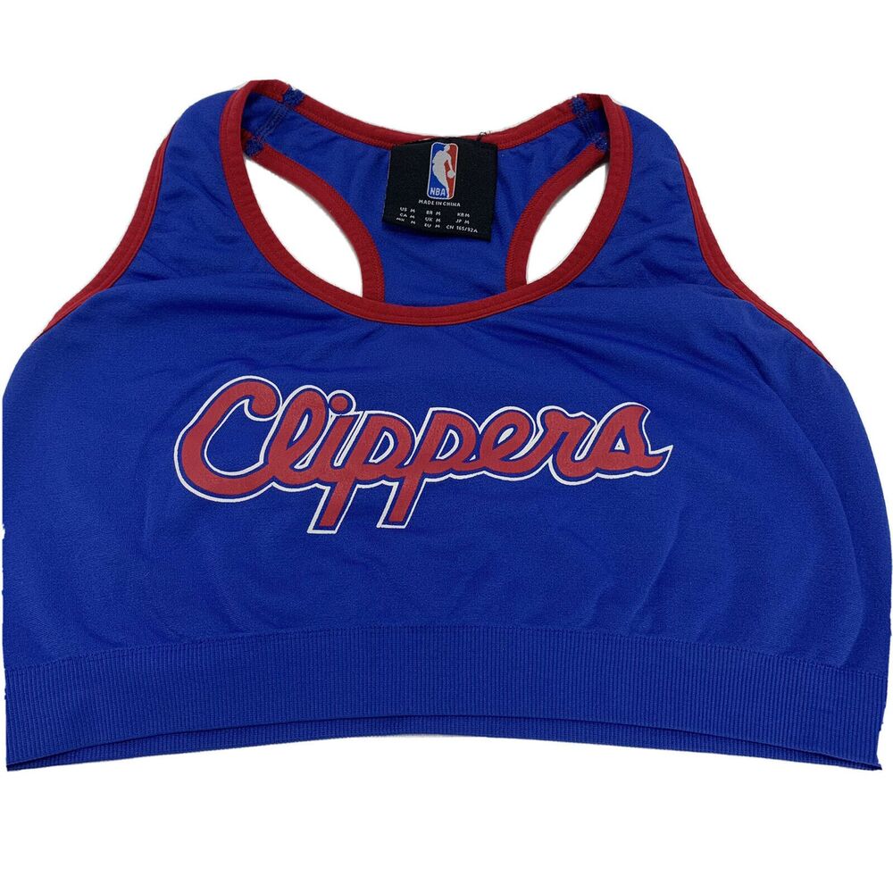 NBA Clippers Basketball Women's Sports Bra Racerback Crop Top Sz M